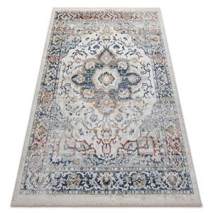 rugsX DISTIN 0834A námornícka modrá / modrá / žltá / terakota moderný koberec - Ornament, vintage, strapce 80/150 cm vyobraziť
