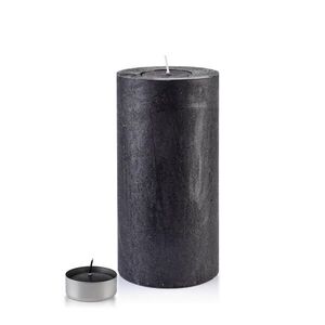Mondex DRŽIAK na čajové sviečky Rustikálny čierny 12/12/24 cm Prírodný materiál vyobraziť