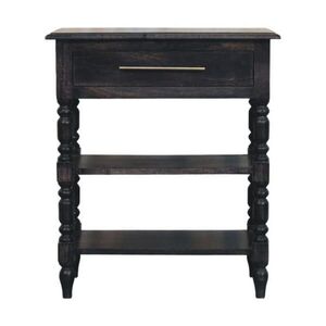 Artisan Furniture PRÍRUČNÝ stolík s povrchovou úpravou Carbon Ash, 1 zásuvka, 2 otvorené police, tmavohnedý vyobraziť