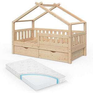 VitaliSpa DOMÁCA POSTEĽ Design Prírodné drevo 80x160 cm s 2 zásuvkami a matracom vyobraziť