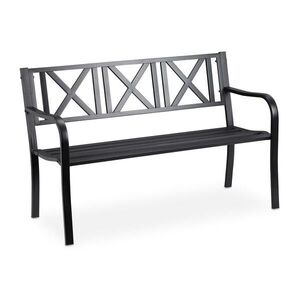 Relaxdays LAVICA záhradná čierna oceľ 2-miestna 127 cm vyobraziť
