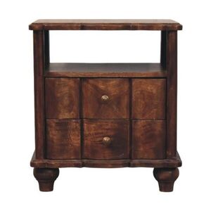 Artisan Furniture NOČNÝ stolík s 2 zásuvkami a otvorenou priehradkou, tmavohnedý vyobraziť