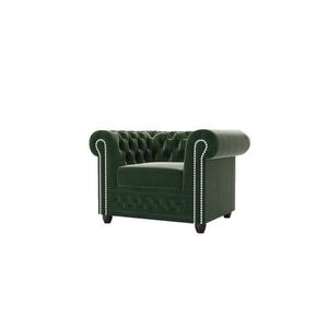 S-Style CHESTERFIELD KRESLO Nyx zo zamatu vo farbe fľaškovo zelená vyobraziť