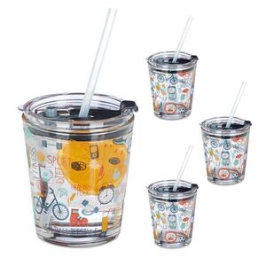 Relaxdays POHÁRE Transparentné Farebné 4-dielna-sada 350 ml vyobraziť