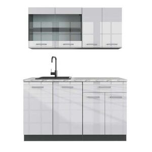 Vicco JEDNOLÔŽKOVÁ KUCHYŇA R-Line Biely vysoký lesk 140 cm , AP Marble vyobraziť