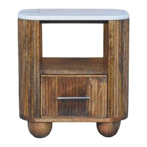Artisan Furniture NOČNÝ stolík s povrchovou úpravou Golden Teak, mramorová vrchná doska, 1 zásuvka, 1 otvorená polica, hnedý vyobraziť