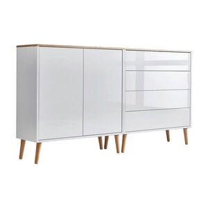 MID.YOU ŠIROKÁ KOMODA, biela, dub artisan, biela s vysokým leskom, 158/86/33 cm vyobraziť