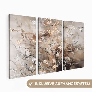 MuchoWow 3-DIELNA sada Mandľový kvet - abstraktný - béžový 120x80 cm vyobraziť