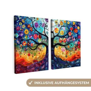 MuchoWow 2-DIELNA sada Farebné - Strom života - Kvety - Abstraktné 100x70 cm vyobraziť