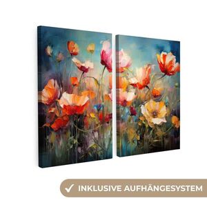 MuchoWow 2-DIELNA sada Kvety - farebné - abstraktné 80x60 cm vyobraziť