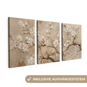 MuchoWow 3-DIELNA sada Béžová - Blossom - Modern 120x60 cm vyobraziť