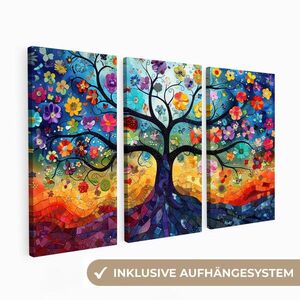 MuchoWow 3-DIELNA sada Farebné - Strom života - Kvety - Abstraktné 60x40 cm vyobraziť
