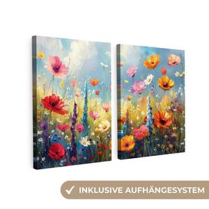 MuchoWow 2-DIELNA sada Kvety - Jar - Farebné - Letné 100x70 cm vyobraziť