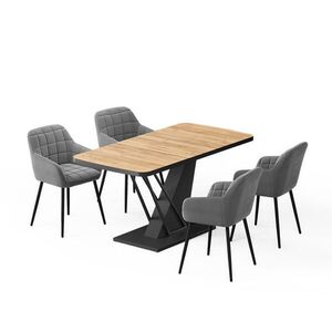 Vicco SÚPRAVA JEDÁLENSKÉHO STOLA Fenaro, Dub Goldkraft/čierna, 120 x 80 cm so 4 jedálenskými stoličkami vyobraziť