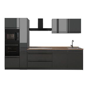 Vicco KUCHYNKA R-Line, Antracit vysoký lesk/antracitová, 310 cm Goldkraft tammi työtaso vyobraziť