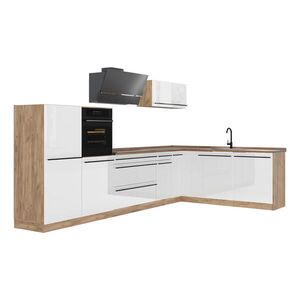 Vicco ROHOVÁ KUCHYŇA R-Line, Biely vysoký lesk/Dub Goldkraft, 347 x cm bez pracovnej dosky vyobraziť