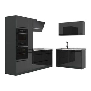 Vicco ROHOVÁ KUCHYŇA R-Line, Antracit vysoký lesk/antracitová, 230 x 120 cm Marmori työtaso vyobraziť