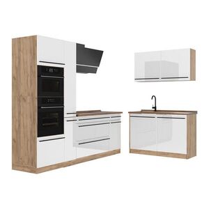 Vicco ROHOVÁ KUCHYŇA R-Line, Biely vysoký lesk/Dub Goldkraft, 230 x 120 cm bez pracovnej dosky vyobraziť