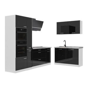 Vicco ROHOVÁ KUCHYŇA R-Line, Čierny vysoký lesk/biely, 230 x 120 cm Marmori työtaso vyobraziť