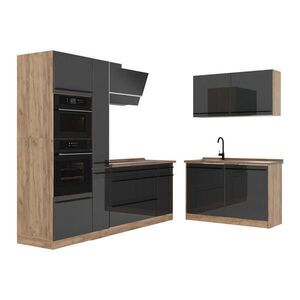 Vicco ROHOVÁ KUCHYŇA R-Line, Antracit vysoký lesk/Dub Goldkraft, 230 x 120 cm Goldkraft tammi työtaso vyobraziť