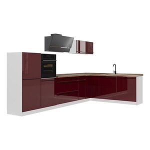 Vicco ROHOVÁ KUCHYŇA R-Line, Červený vysoký lesk/biely, 347 x cm Goldkraft tammi työtaso vyobraziť