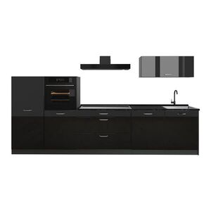 Vicco KUCHYNKA R-Line, Čierny vysoký lesk/antracitová, 340 cm antrasiitti työtaso vyobraziť