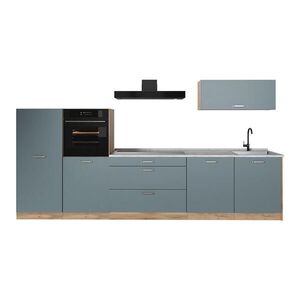 Vicco KUCHYNKA R-Line, Modrošedá/Dub Goldkraft, 340 cm Marmori työtaso vyobraziť