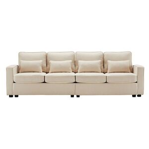Modfu SOFA z ľanovej látky 264x83x87 cm béžová s opierkovými vreckami a 4 vankúšmi vyobraziť