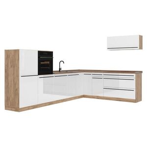 Vicco ROHOVÁ KUCHYŇA R-Line, Biely vysoký lesk/Dub Goldkraft, 327 x cm bez pracovnej dosky vyobraziť