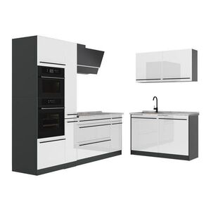 Vicco ROHOVÁ KUCHYŇA R-Line, Biely vysoký lesk/antracitová, 230 x 120 cm Marmori työtaso vyobraziť