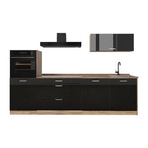 Vicco KUCHYNKA R-Line, Čierny vysoký lesk/Dub Goldkraft, 280 cm bez pracovnej dosky vyobraziť