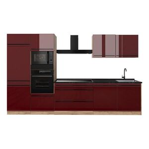 Vicco KUCHYNKA R-Line, Červený vysoký lesk/Dub Goldkraft, 340 cm antrasiitti työtaso vyobraziť