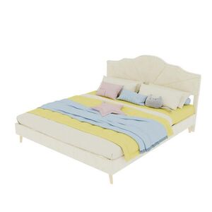 OKWISH ČALÚNENÁ posteľ 160/200 cm béžová z látky a kovu s mäkkým čelom a lamelovým roštom vyobraziť