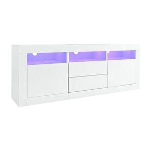 OKWISH TV skrinka 160/35/60 cm biela s LED osvetlením a úložným priestorom z drevotriesky vyobraziť