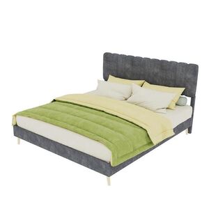 OKWISH ČALÚNENÁ posteľ 160/200 cm sivá z látky a kovu s mäkkým čelom vyobraziť