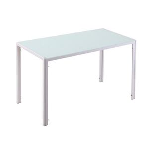 OKWISH JEDÁLENSKÝ stôl 120/60/75 cm biely pre 4 osoby z kovu a tvrdeného skla vyobraziť