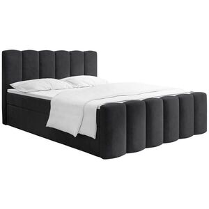 WFL GROUP BOXSPRING POSTEĽ Serenity s Úložným Priestorom – Čierny Zamat – 200x200 cm – Taštičkový Matrac H4 a Penový Topper vyobraziť