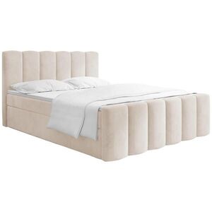 WFL GROUP BOXSPRING POSTEĽ Serenity s Úložným Priestorom – Béžový Zamat – 160x200 cm – Taštičkový Matrac H4 a Penový Topper vyobraziť