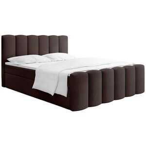 WFL GROUP BOXSPRING POSTEĽ Serenity s Úložným Priestorom – Hnedá Bouclé – 140x200 cm – Taštičkový Matrac H4 a Penový Topper vyobraziť