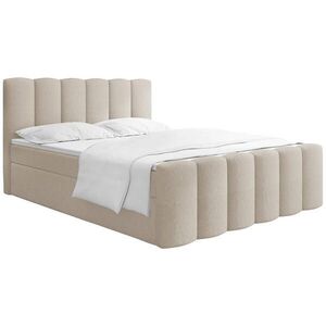 WFL GROUP BOXSPRING POSTEĽ Serenity s Úložným Priestorom – Béžová Bouclé – 160x200 cm – Taštičkový Matrac H4 a Penový Topper vyobraziť