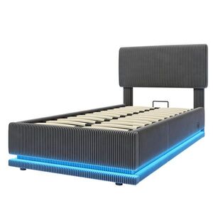 STILVORA ČALÚNENÁ POSTEĽ 90 × 200 cm, tmavosivá, úložný priestor, LED, USB-C, menčester vyobraziť