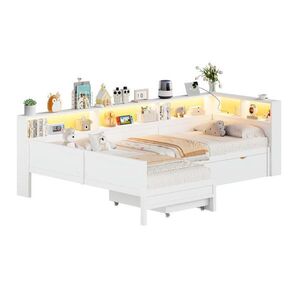 STILVORA POSTEĽ 90 × 200 a 90 × 200 cm, biela, výsuvné lôžko, zásuvka, LED, USB, tvar L vyobraziť