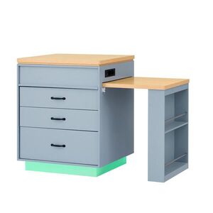 Modenvie KUCHYNSKÝ ostrovček z MDF, 125, 5–187, 5/71/93 cm, modrý, výsuvný s LED a USB-C vyobraziť