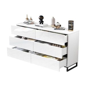 Modenvie ŠIROKÁ komoda 140/39, 5/78, 5 cm z drevotriesky biela/čierna, 6 zásuviek vyobraziť