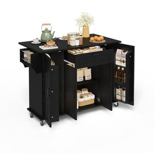 Modenvie KUCHYNSKÝ ostrovček z MDF, 120/45(70)/95 cm čierny, sklápacia doska a kolieska vyobraziť