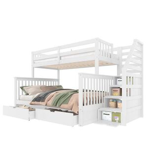 Modenvie POSCHODOVÁ posteľ z borovicového dreva, 90/200 a 140/200 cm, biela, so zásuvkami vyobraziť