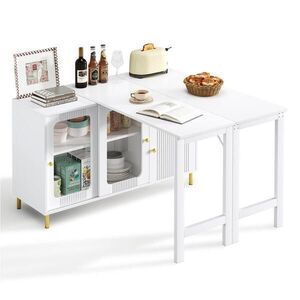 Modenvie ŠIROKÁ komoda z MDF, 116/40/78, 5 cm biely, so sklápacou a výsuvnou doskou vyobraziť