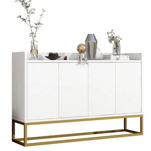 Modenvie ŠIROKÁ komoda 120/30/80 cm z drevotriesky biela, so 4 dvierkami a nastaviteľnými policami vyobraziť