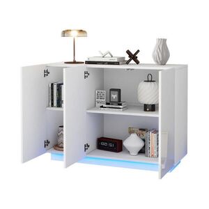 Modenvie ŠIROKÁ komoda z drevotriesky, 120/40/75 cm, biela, vysoký lesk s LED osvetlením vyobraziť