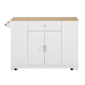 Modenvie KUCHYNSKÝ ostrovček z MDF, 131, 8 × 40–70 × 93, 3 cm, biely/prírodný, na kolieskach vyobraziť